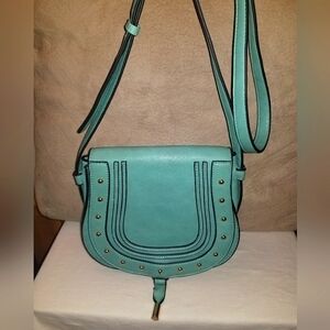 Vieta saddlebag, light green, gold studs, adjustable strap. Super cute!